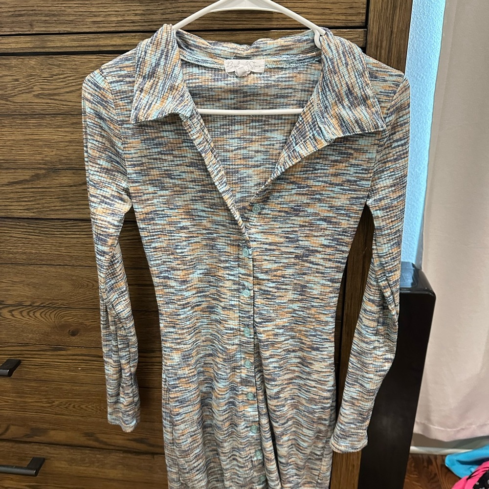 Multicolor Long Sleeve Knit Dress